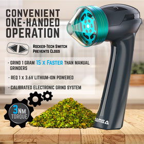 Mamba automatic spice mill delivers spill-free, one-handed operation in the kitchen.