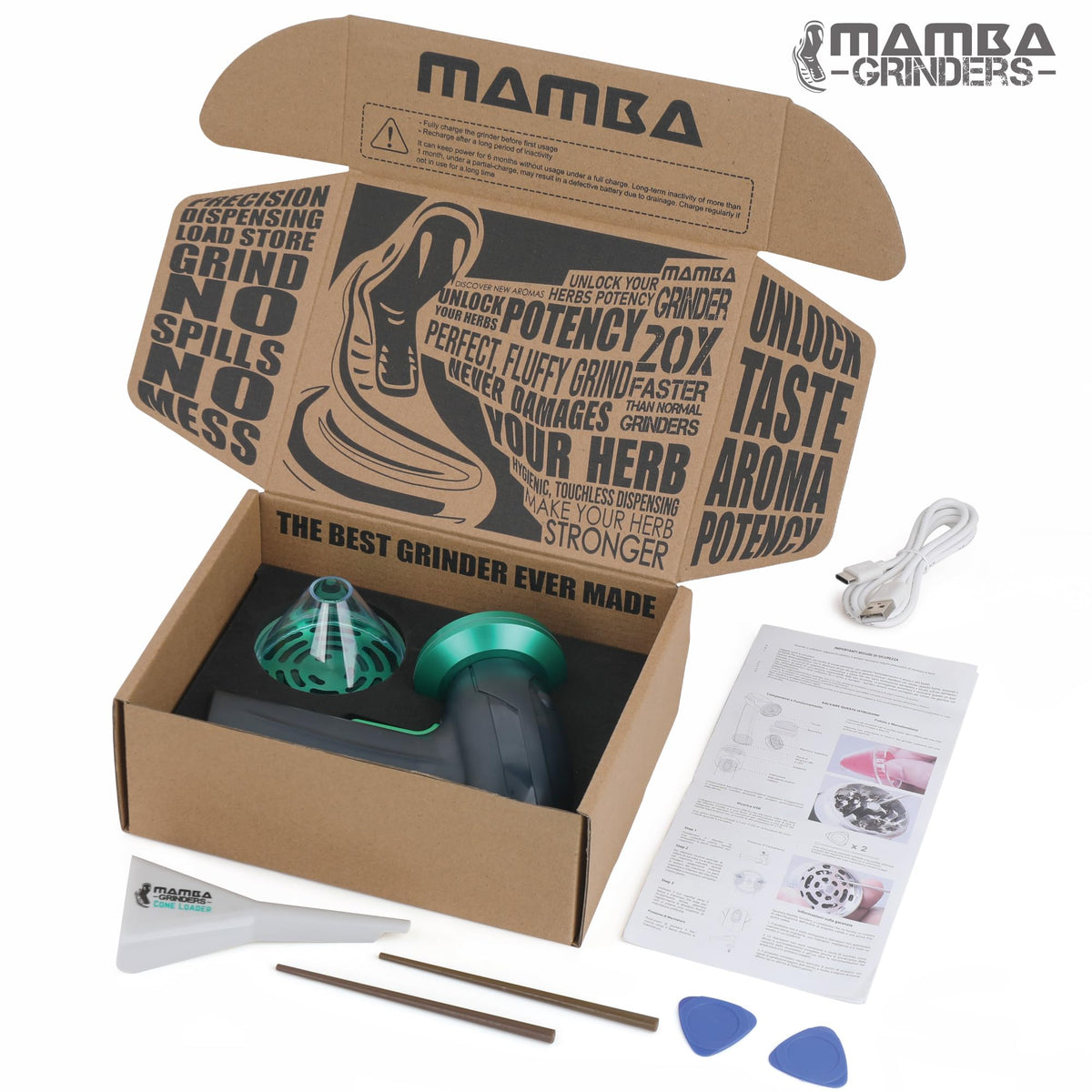 Mamba Monster 3.5g USB grinder easy to clean and maintain.