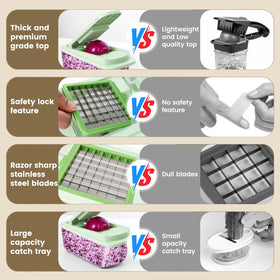 MAMICOOKER in action slicing vegetables with non-slip holder for stability