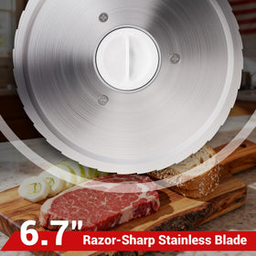 Mangoct Meat Slicer 6.7-inch blade ensures precise deli and jerky slices.
