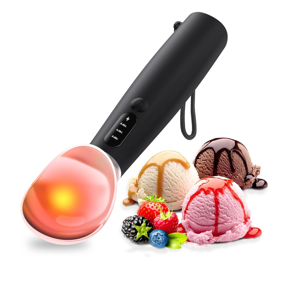 Mangoin heated ice cream scoop with IP67 waterproof design for easy cleaning.