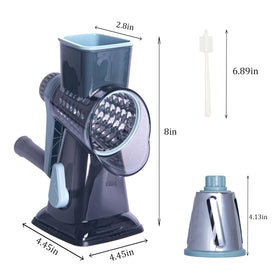 Mannilayco 3-in-1 drum blades for slicing, shredding, and grinding.