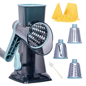 Mannilayco rotary cheese grater with suction base for stable handheld use.