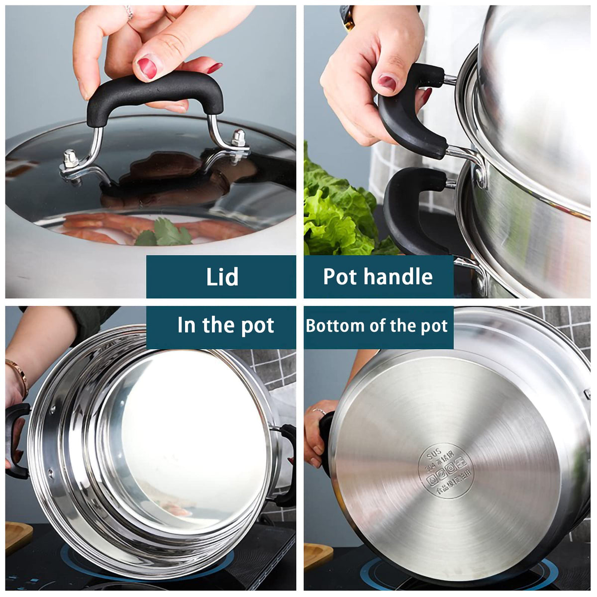MANO steamer pot package contents show complete multi-pot setup for family meals