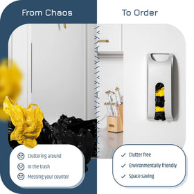 Manterio top-opening bag dispenser enables quick bag storage and retrieval.