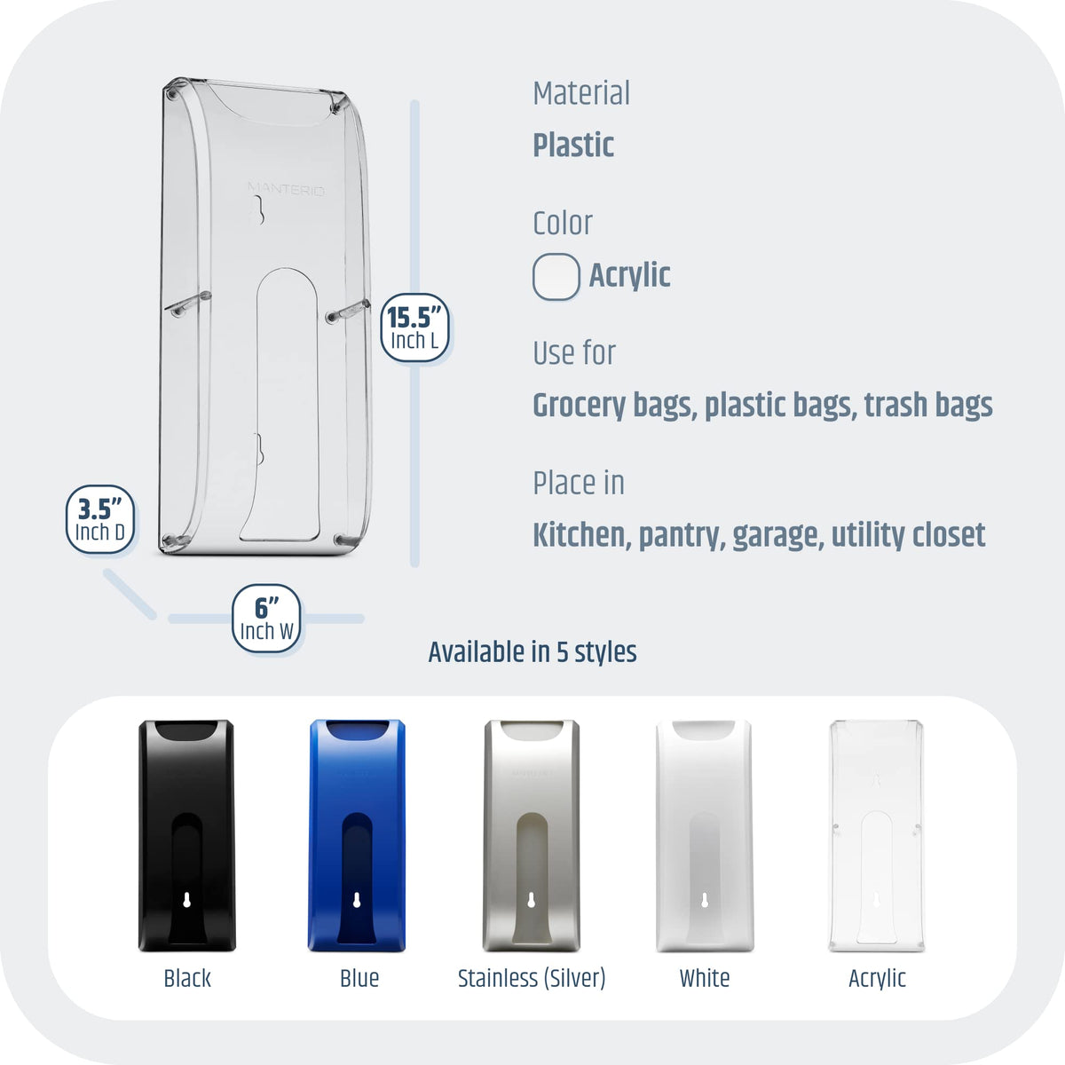 Manterio kitchen-use scenario showing neatly stored bags.