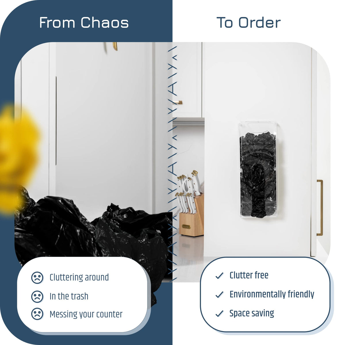 Manterio wall-mounted bag organizer on wall for compact storage.