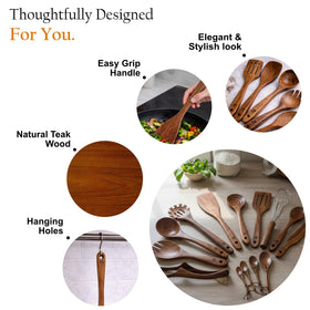 MAPLE MILL slotted spatula teak for draining and flipping with control.