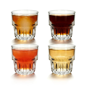 Mapoxy 5oz mini old fashioned glass with heavy base for stable hand feel.