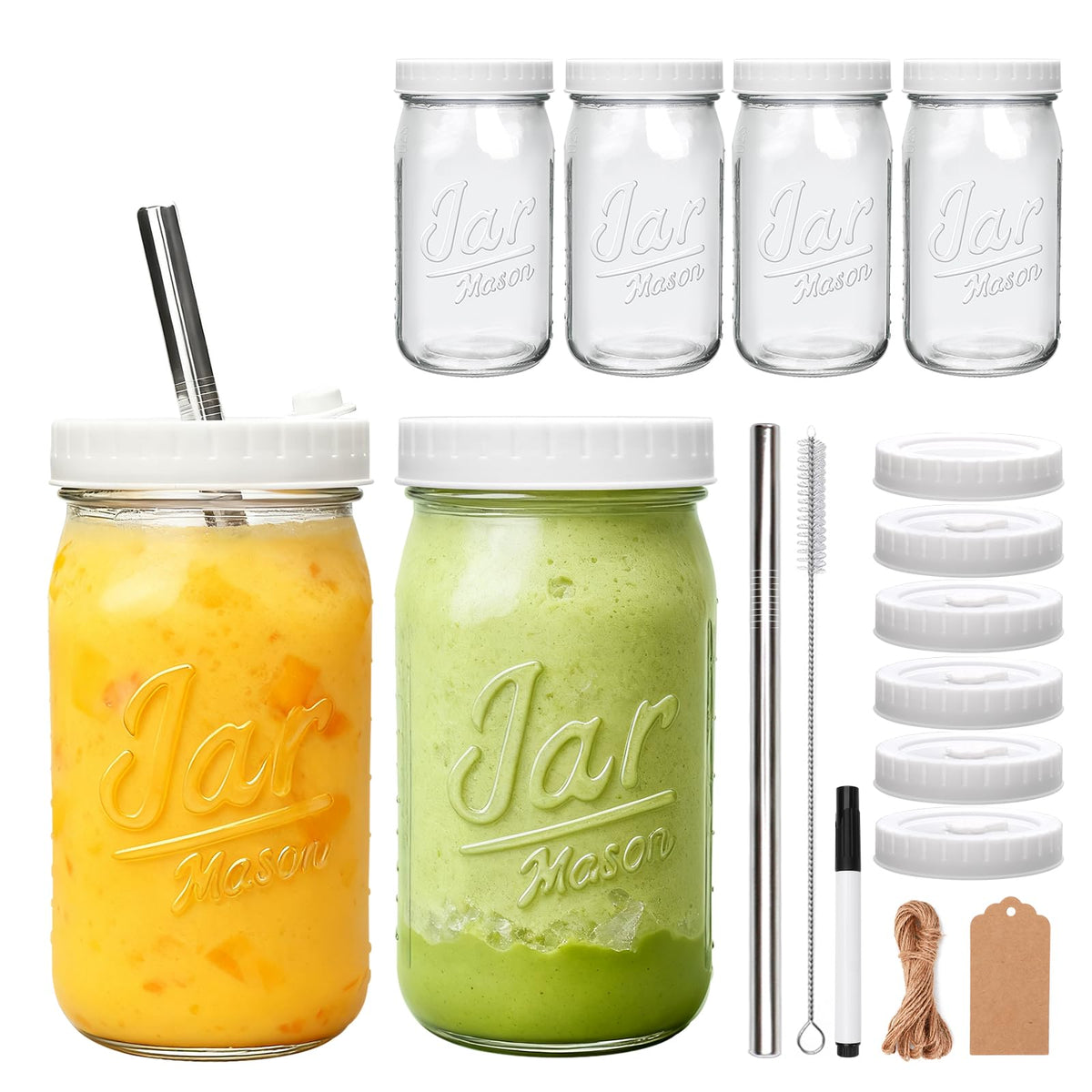 Mapoxy 32oz wide-mouth mason jar with leak-proof lid for on-the-go drinks