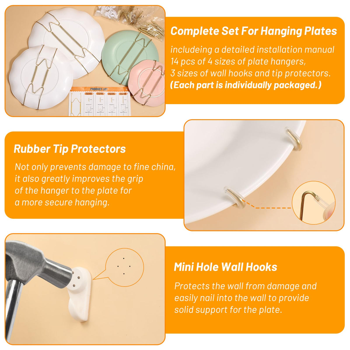 MAPVOLUT 6-inch hangers suitable for smaller plates and art pieces.