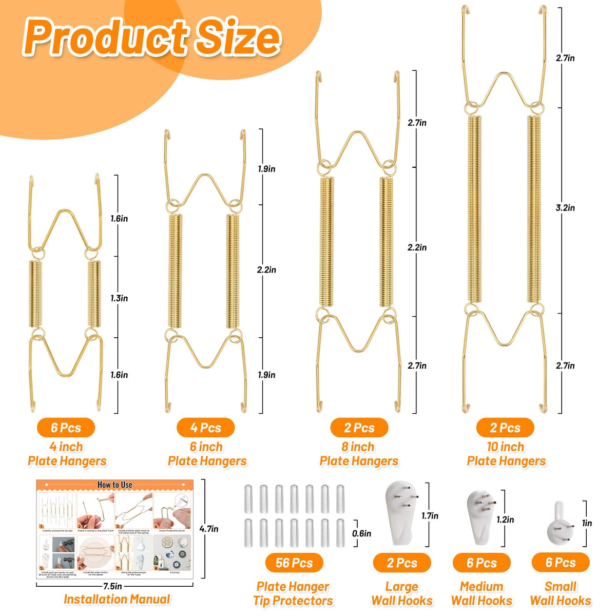 MAPVOLUT 8-inch plate hangers secure mid-size plates with sturdy support.