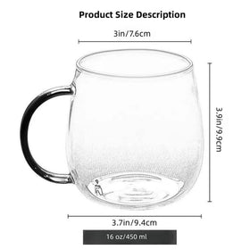 MAQQL clear glass mug with handle front view highlighting vibrant multi-color handle