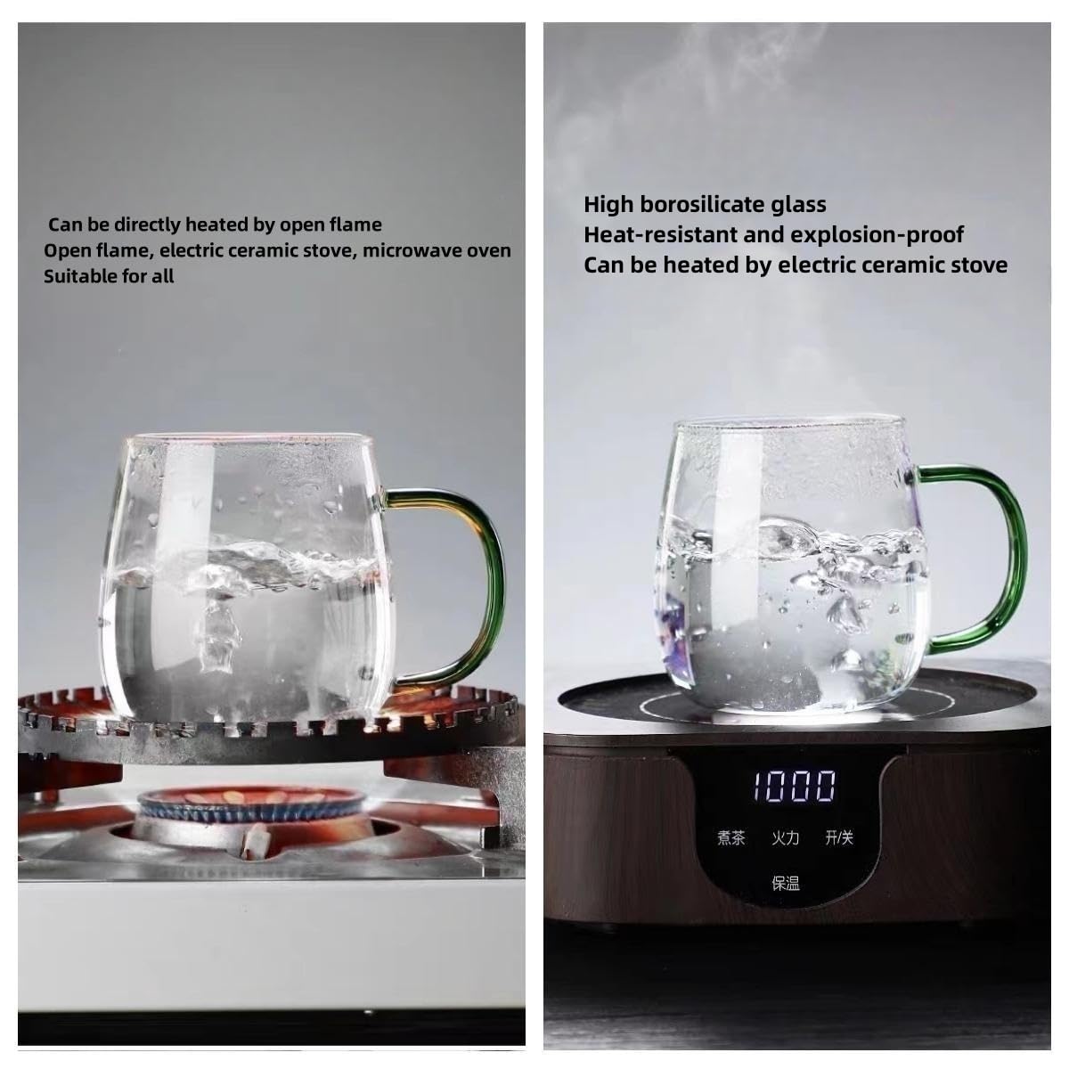 MAQQL glass mug shown as microwave-safe for quick reheats