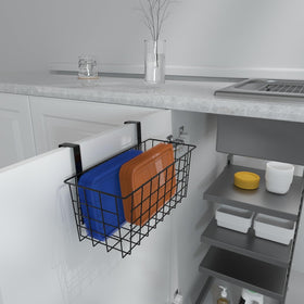 MaraFansie grid storage basket in matte black for easy pantry access.