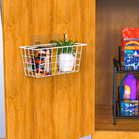 MaraFansie pantry organizer basket neatly contains snacks and containers.