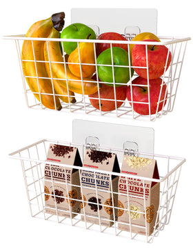 MaraFansie wall basket adhesive mount keeps toiletries organized without drilling.