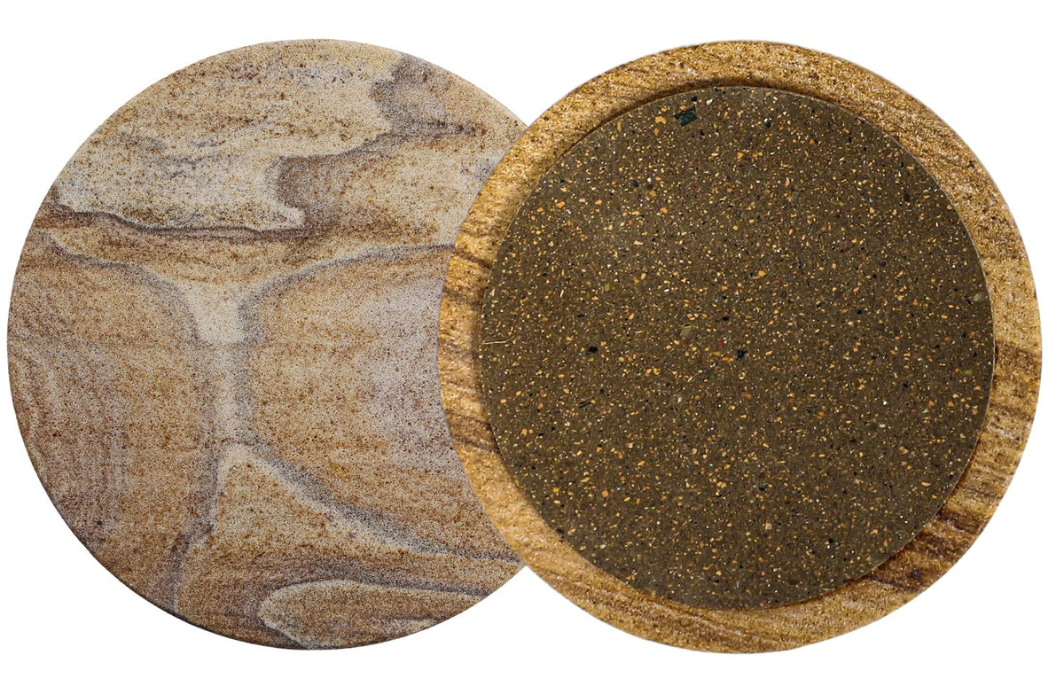 Marbco sandstone round coaster enhances kitchen and dining decor