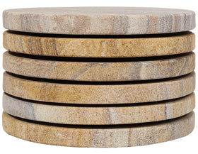 Marbco sandstone round coaster with non-slip base prevents sliding