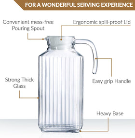Marbelous dishwasher-safe glass pitchers for quick cleanup after entertaining.