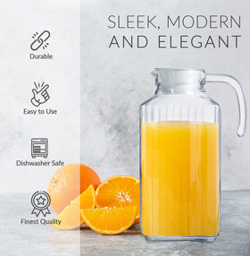 Marbelous lemonade-juice pitcher ideal for refreshing cold drinks.