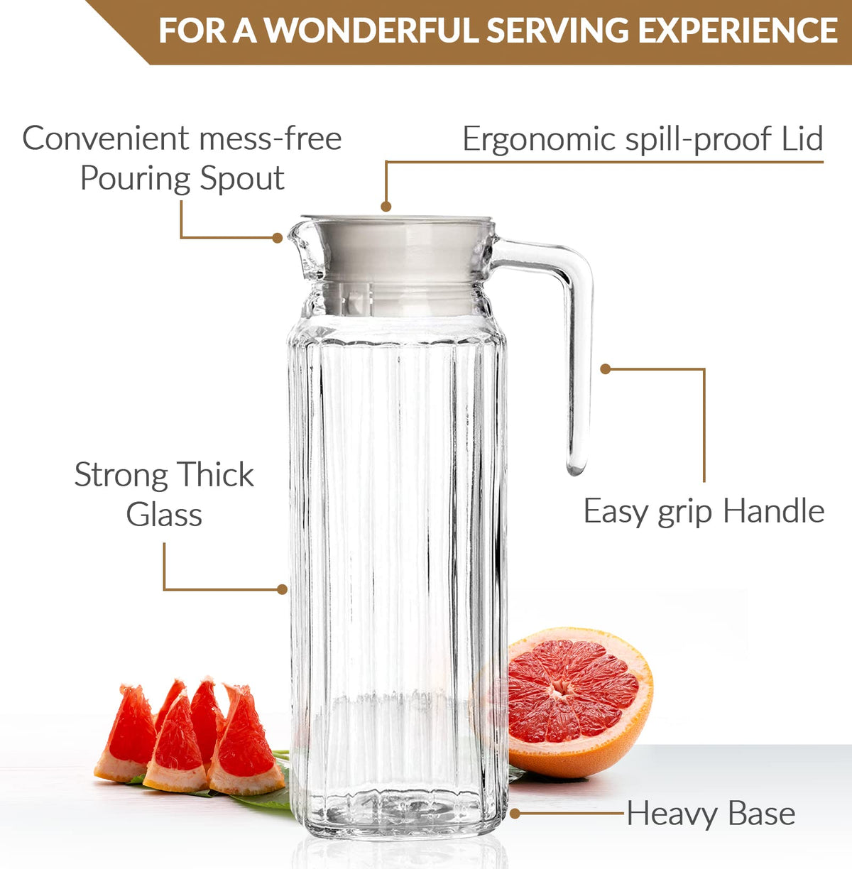 Marbelous lemonade pitcher, 34oz, with lid for refreshing drinks.