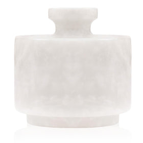 MARBLOUS KRAFTS marble salt cellar front view with lid for elegant countertop storage