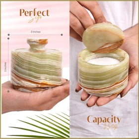 Compact MARBLOUS KRAFTS jar fits on small tables.