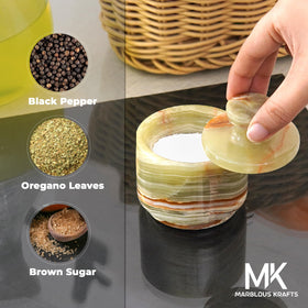 Multi-purpose marble container by MARBLOUS KRAFTS for sugar or spices.