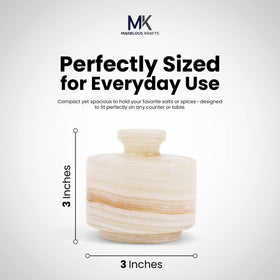 Marblous Krafts compact 3-inch marble salt cellar on countertop.