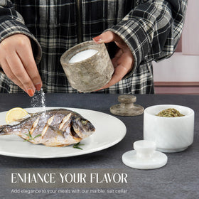 Easy cleaning shown: damp cloth restores shine on MARBLOUS KRAFTS marble.