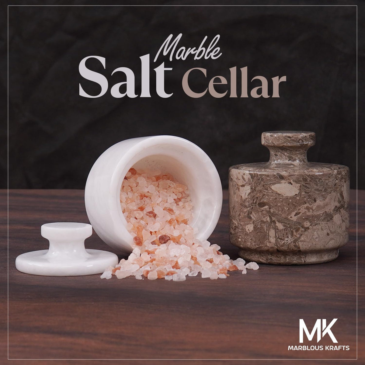 Multi-purpose storage ideas with MARBLOUS KRAFTS marble cellars for sugar or herbs.