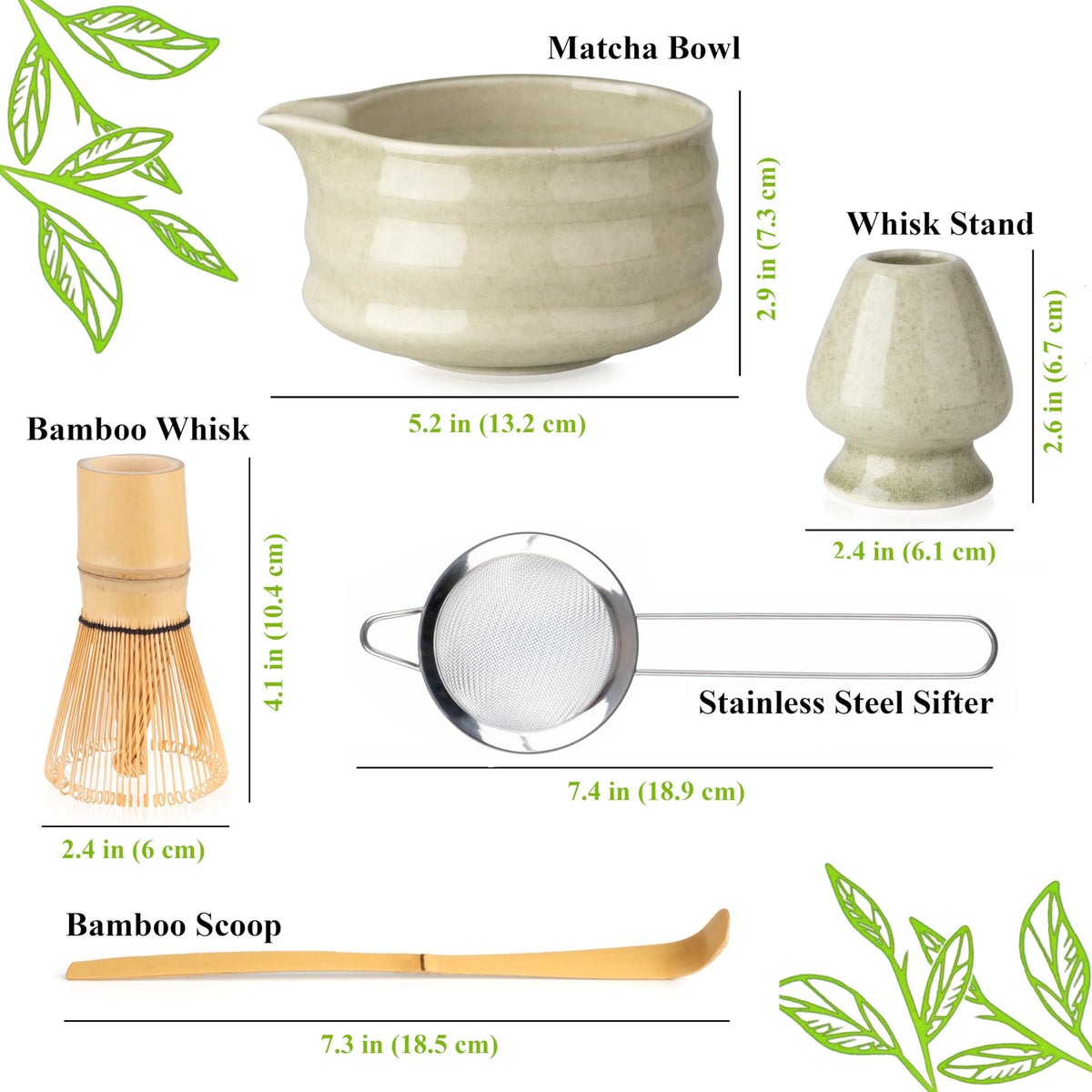 Marce matcha kit display laid out for a traditional ritual.