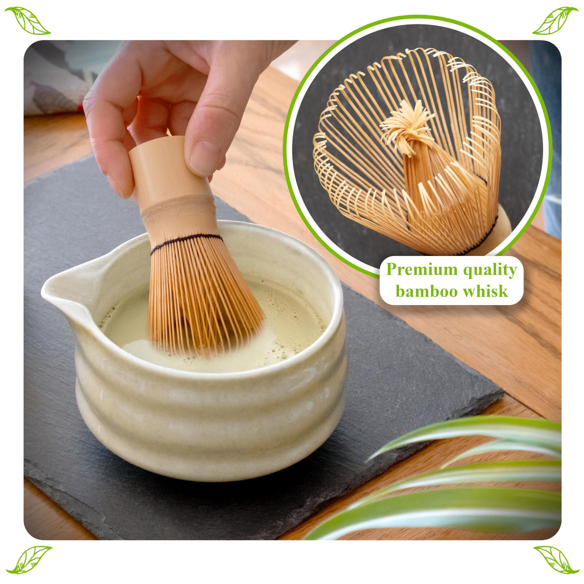 Marce matcha whisk holder keeps utensils neatly organized.