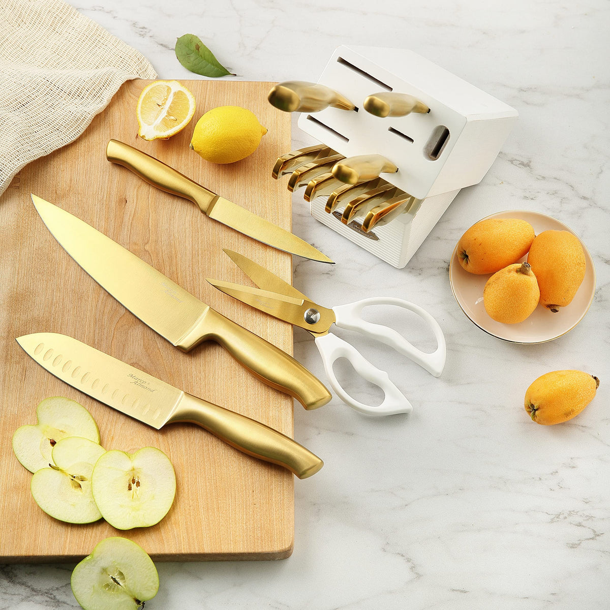 Marco Almond ergonomic hollow handles offer comfortable grip during long prep sessions.