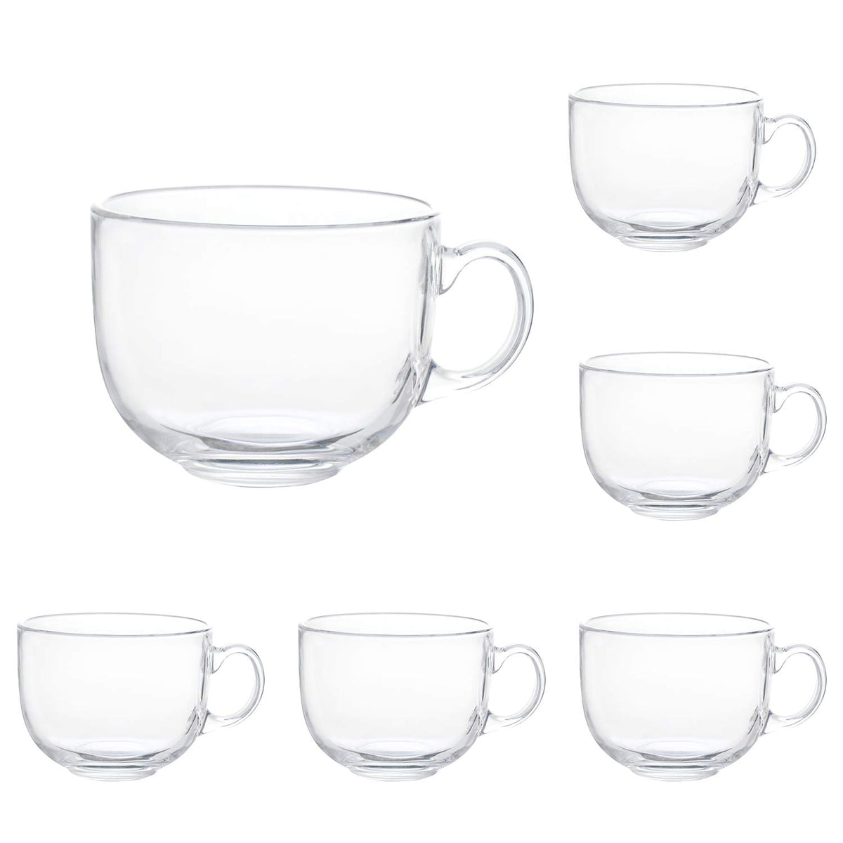 Maredash 16oz glass mug with handle, ideal for hot coffee and tea.