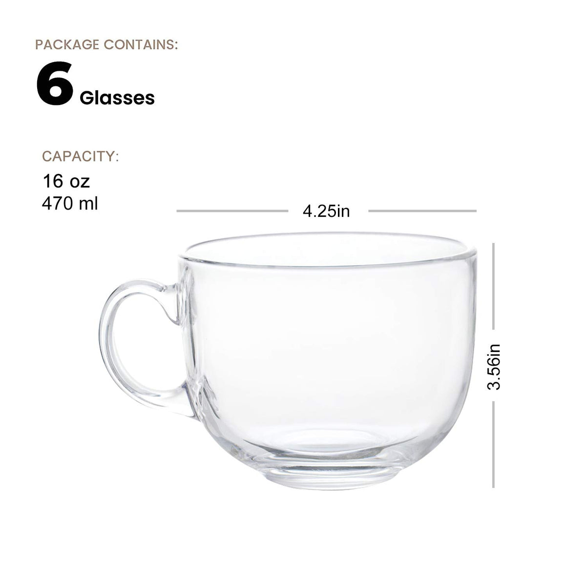 Maredash 16oz mug with thick durable glass for daily use.