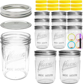 Maredash 16oz wide-mouth mason jars for easy storage and labeling.