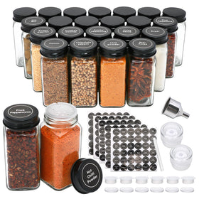 Maredash 24pcs spice jars with airtight lids for fresh spices