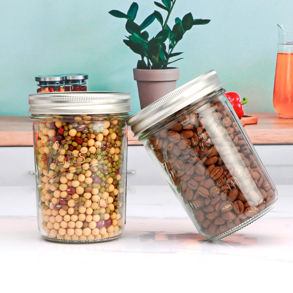 Maredash clear glass jars show contents clearly.