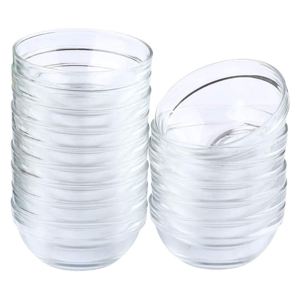Maredash Mini Bowls 4-inch glass set in clear stackable design for easy prep.