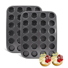 MARIWEI 24-cup mini muffin pan for batch baking with a durable nonstick surface.