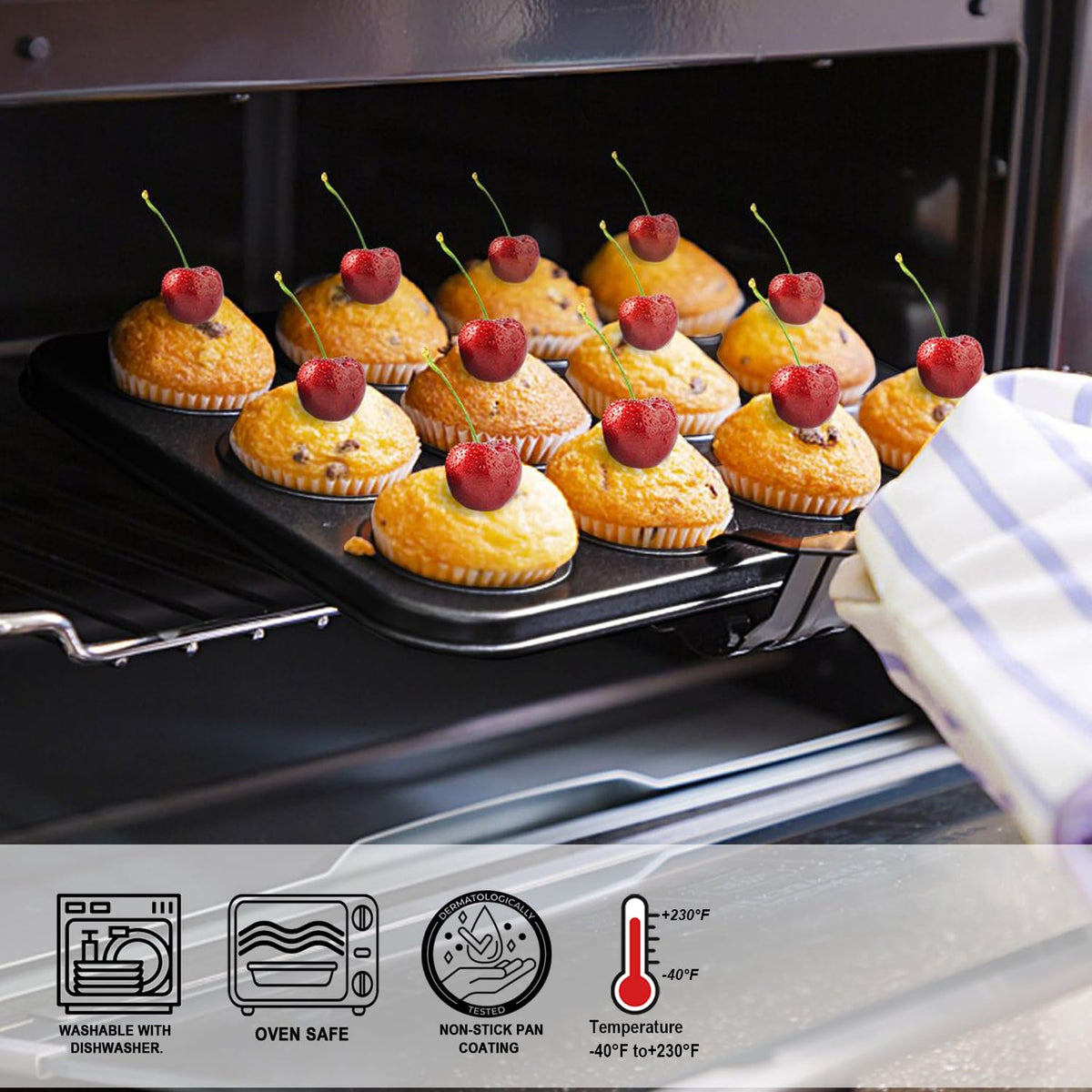 MARIWEI 24-cup pan supports large batches of mini treats.