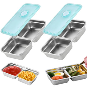 MAROJEIF double-compartment snack container keeps snacks separated for travel and freshness.