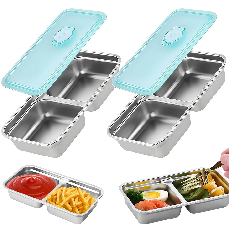 MAROJEIF double-compartment snack container keeps snacks separated for travel and freshness.