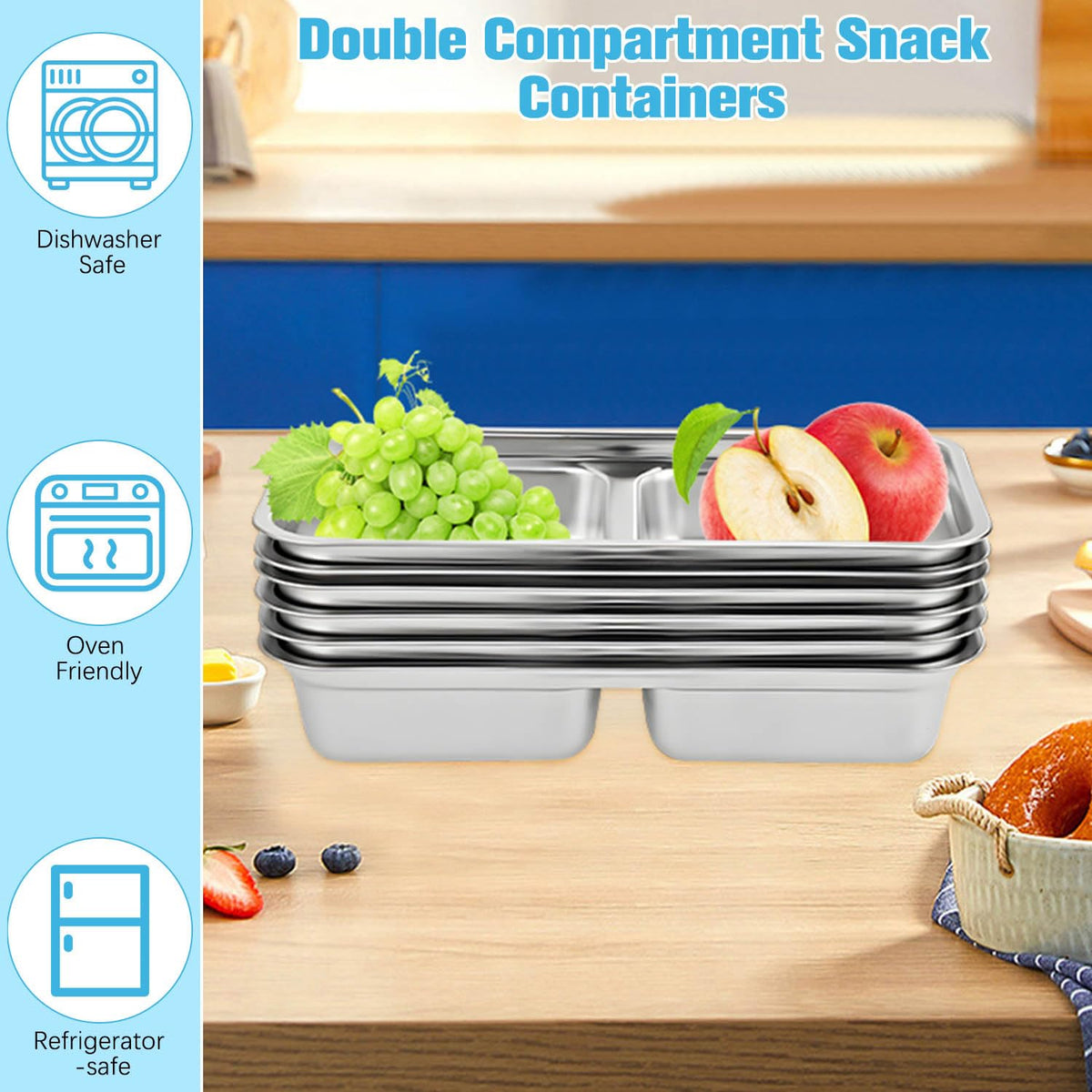 MAROJEIF stainless-steel construction offers durable, reusable storage for everyday snacks.