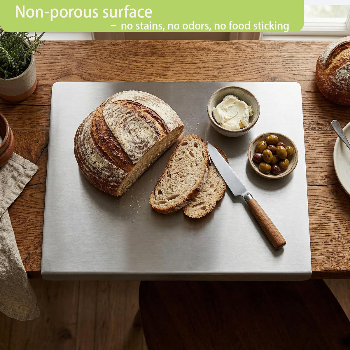 MARRASSA cutting board is dishwasher safe for easy cleanup after prep.