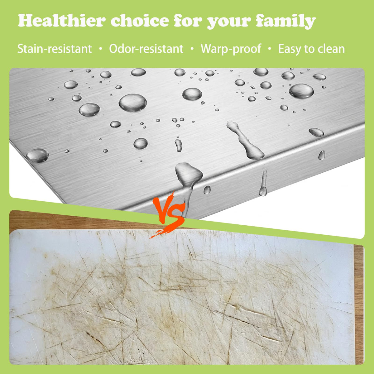 MARRASSA cutting board double-sided surface ideal for meats and vegetables.