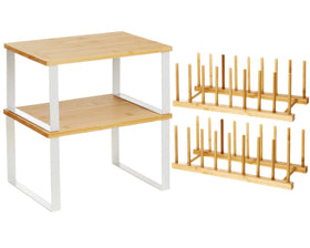 Marsui bamboo dish drying rack with sixteen slots for organized drying