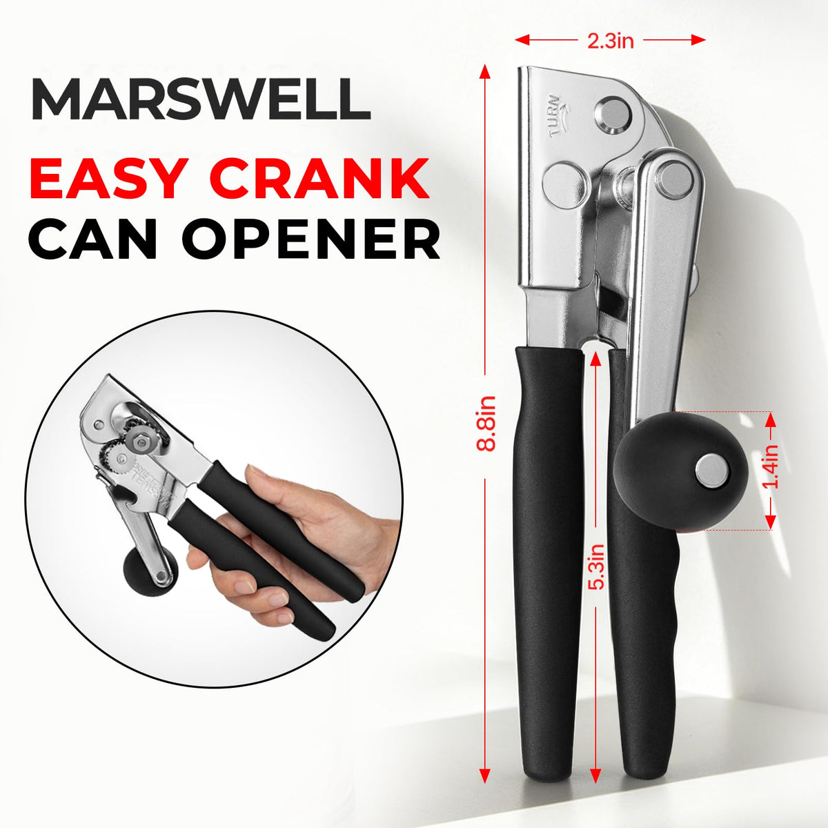 Marswell manual can opener offers a reliable alternative when power is unavailable.
